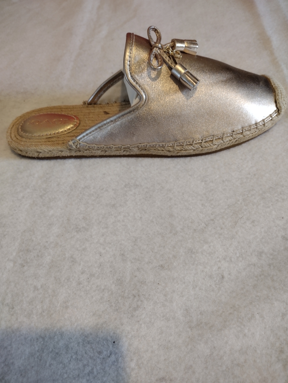 Coach Cassidy Espadrille Slides In A Metallic Champagne Gold Leather And Accents - Picture 6 of 10